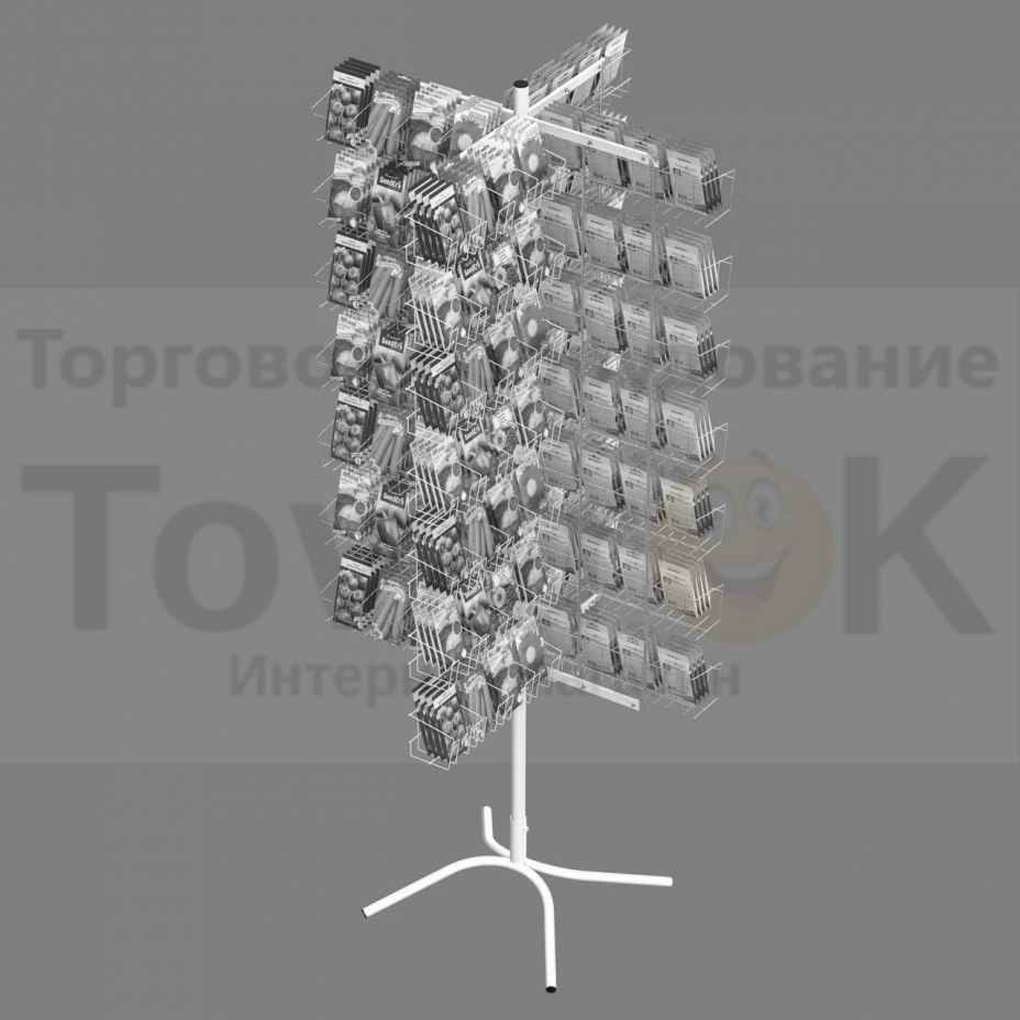 Стойка вращающаяся под семена напольная 4-х лучевая (112 карманов)