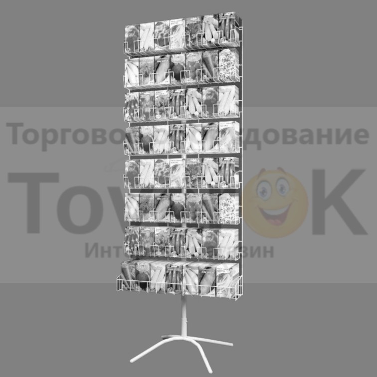 Стойка прямая с корзиной под семена 7 полок (49 карманов)